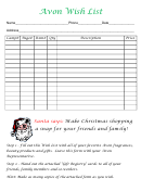 Fillable Avon Christmas Shopping Wish List Template Printable pdf