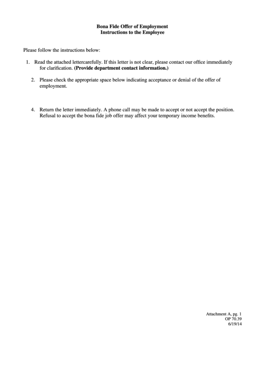 Bona Fide Offer Of Employment Sample Letter Form Printable pdf