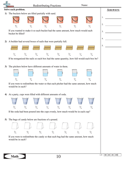 Redistributing Fractions Printable pdf