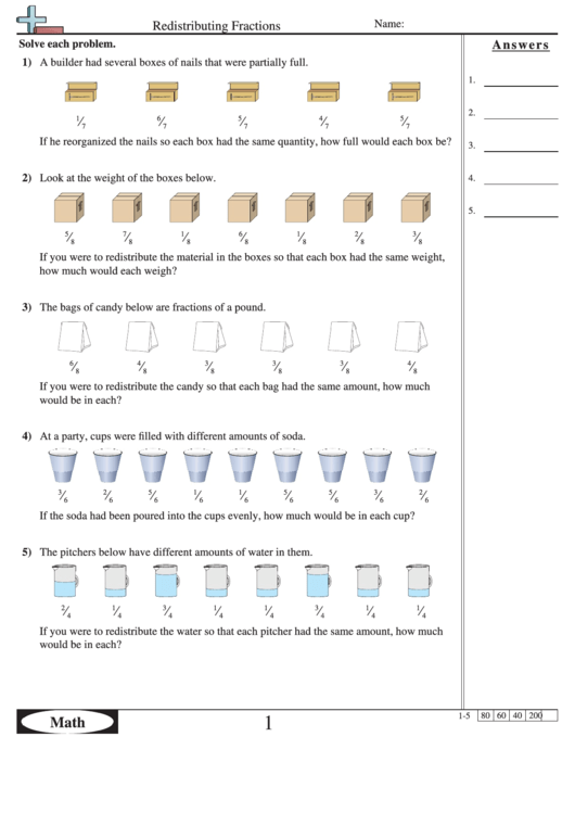 Redistributing Fractions Printable pdf