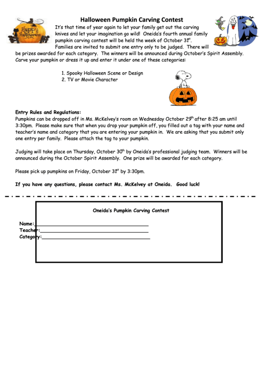 Halloween Pumpkin Carving Contest Printable pdf