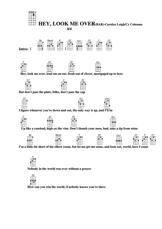 Hey, Look Me Over (Bar) - Carolyn Leigh/cy Coleman Chord Chart Printable pdf