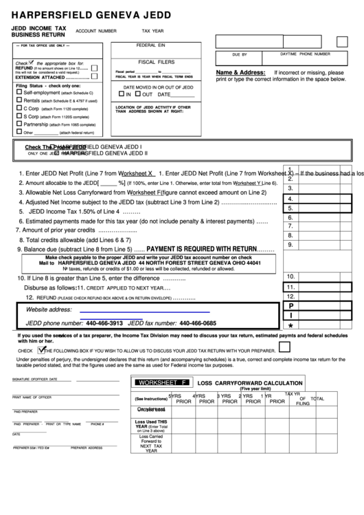 Jedd Income Tax Form Printable pdf
