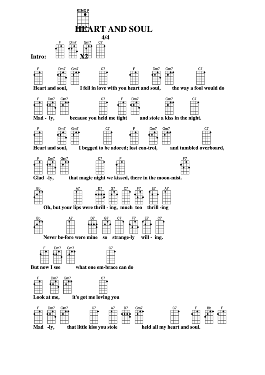 Heart And Soul Chord Chart Printable pdf