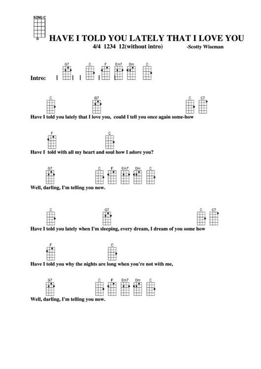 Have I Told You Lately That I Love You - Scotty Wiseman Chord Chart Printable pdf