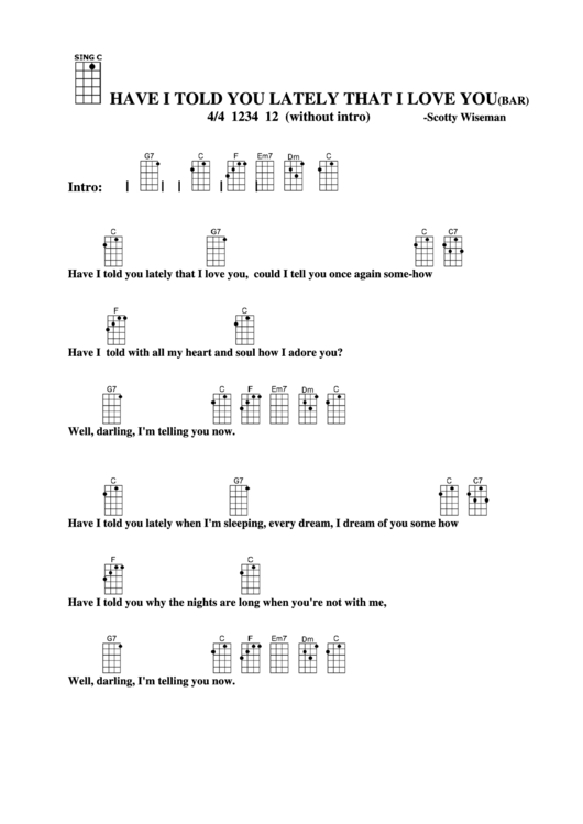 Have I Told You Lately That I Love You (Bar) - Scotty Wiseman Chord Chart Printable pdf