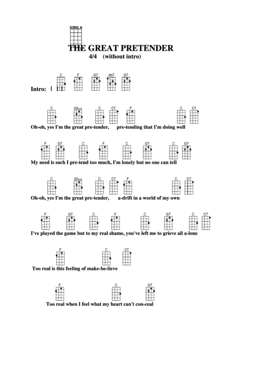 The Great Pretender Chord Chart Printable pdf