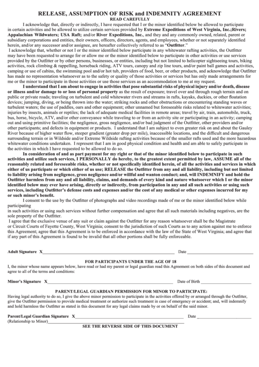 River Expeditions Liability Form Printable pdf