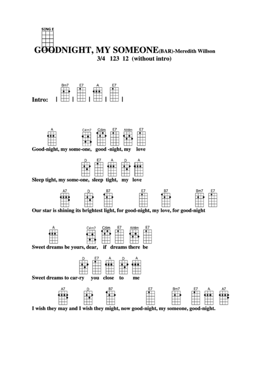 Goodnight, My Someone (Bar) - Meredith Willson Chord Chart Printable pdf