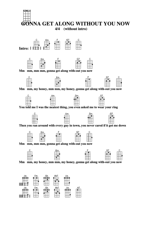 Gonna Get Along Without You Now Chord Chart Printable pdf