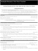 Example Resume: First Year Teacher