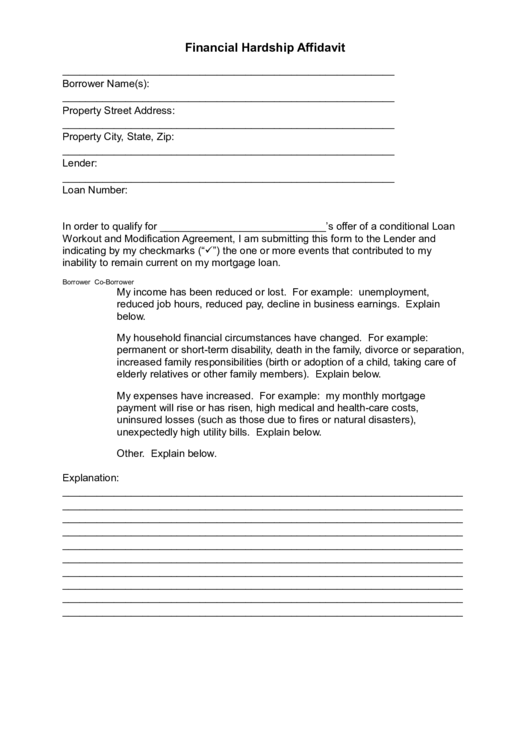 Hardship Affidavit Form Fill Out And Sign Printable Pdf Template