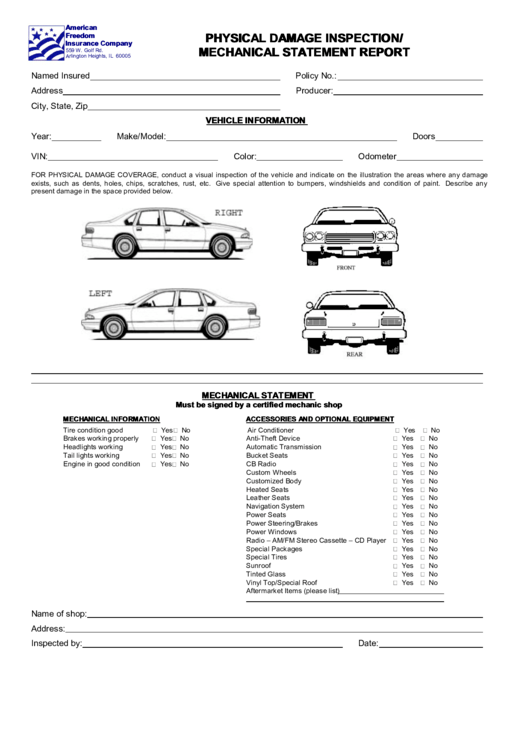 Mechanical Statement Report Printable pdf