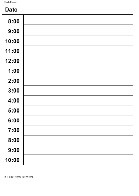 Daily Hourly Planner Template