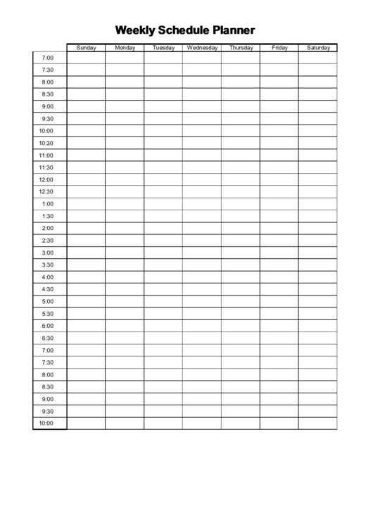 Weekly Schedule Planner Template printable pdf download