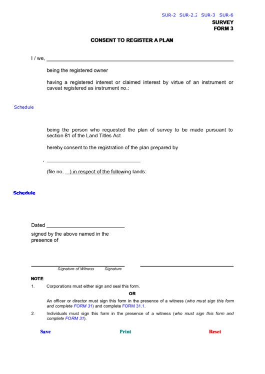 Fillable Consent To Register A Plan Printable pdf