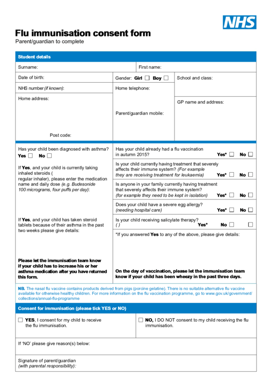 Nhs Flu Form 2023/2024