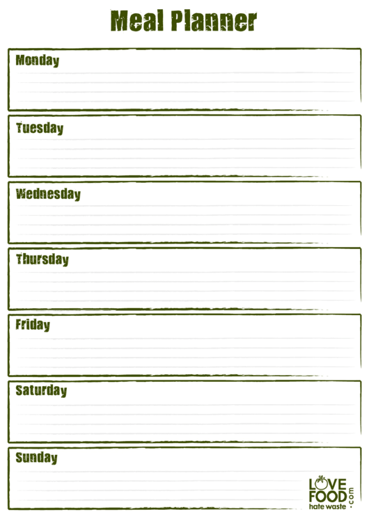 Daily Meal Planner Template Printable pdf
