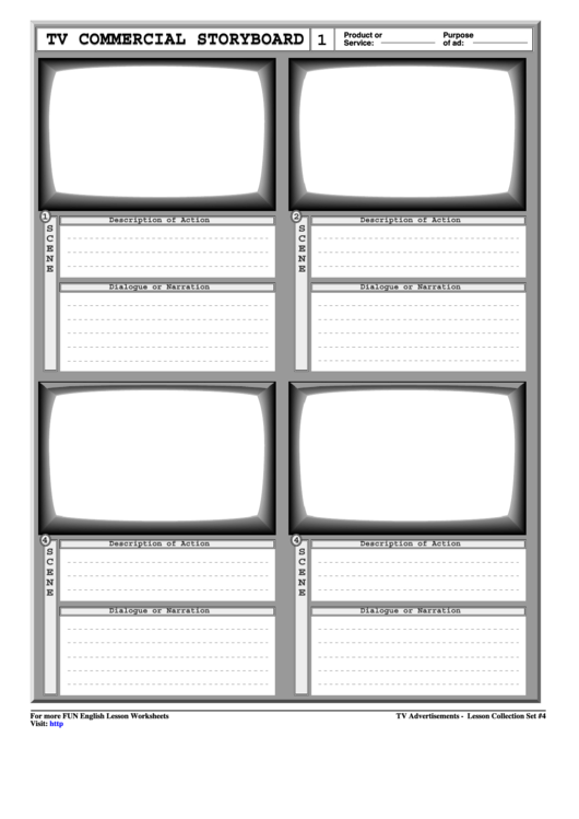 Tv Commercial Storyboard Printable pdf