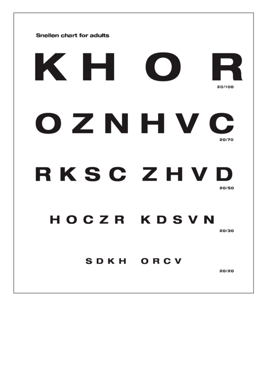 Snellen Chart For Adults Printable pdf