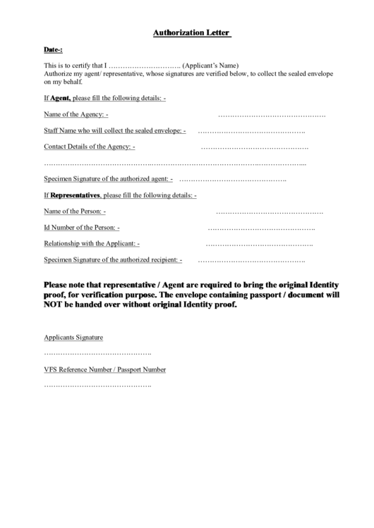 Authorization Letter Printable pdf