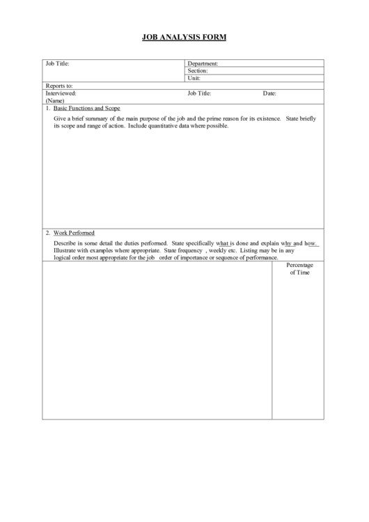 Job Analysis Form Printable pdf
