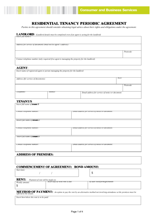 Residential Tenancy Periodic Agreement Printable pdf