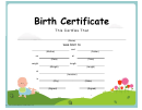 Birth Certificate Template - Baby In A Field Of Flowers