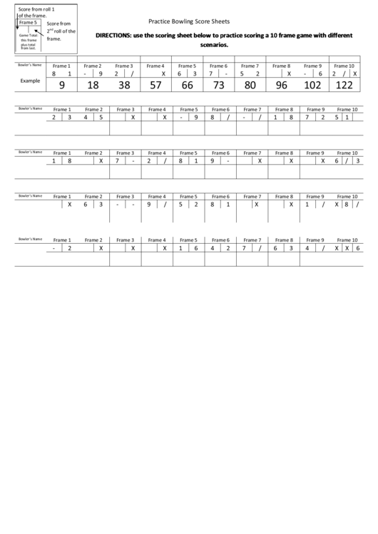 Practice Bowling Score Sheet Template Printable pdf