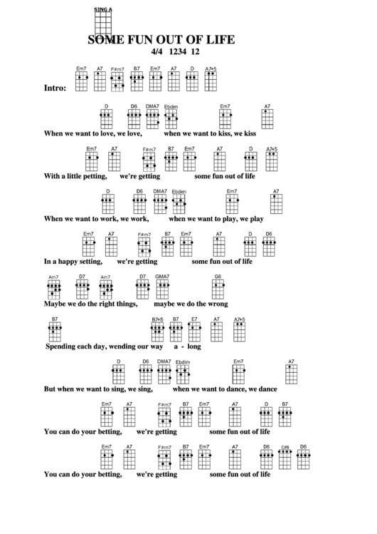 Some Fun Out Of Life Chord Chart Printable pdf
