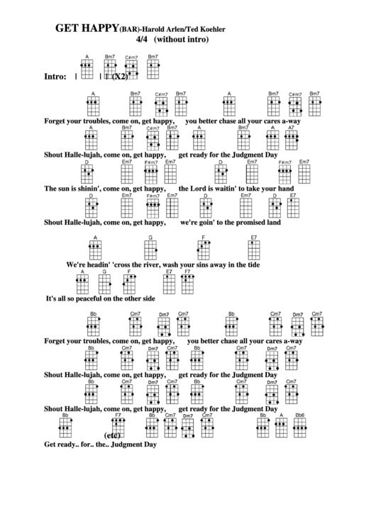 Get Happy(Bar)-Harold Arlen/ted Koehler Chord Chart Printable pdf