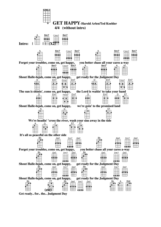 Get Happy-Harold Arlen/ted Koehler Chord Chart Printable pdf