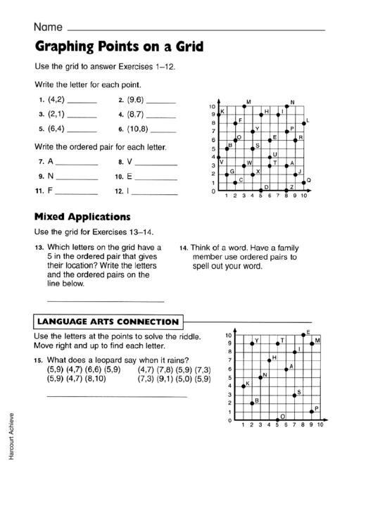 Graphing Points On A Grid Worksheet Printable pdf