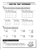 Sum Difference Worksheet With Answer Key