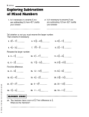Subtraction Of Mixed Numbers Worksheet