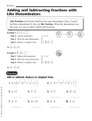 Addition And Subtraction With Like Denominators Worksheet With Answer Key