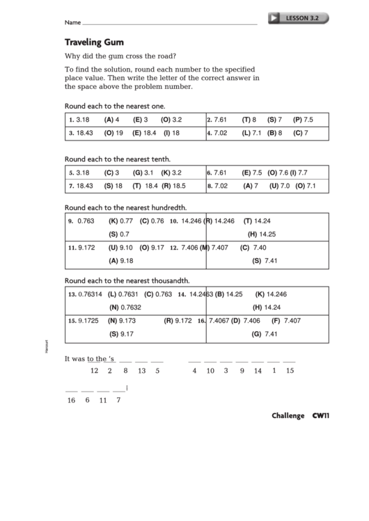 Rounding Decimals Worksheet Printable pdf