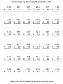 Three-digit By Two-digit Multiplication (a) Worksheet