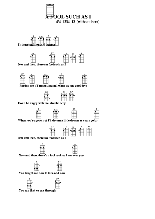 Fool Such As I Chord Chart Printable pdf