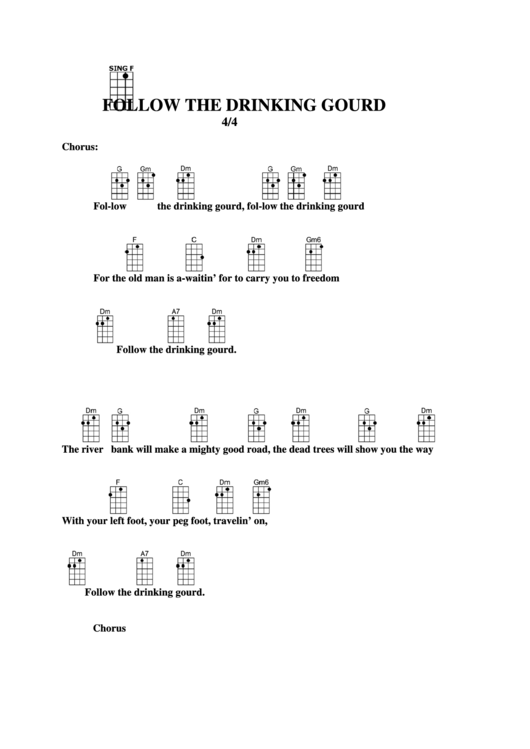 Follow The Drinking Gourd Chord Chart Printable pdf