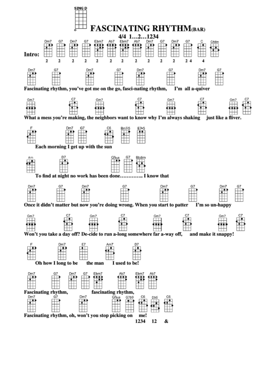 Fascinating Rhythm (Bar) Chord Chart Printable pdf