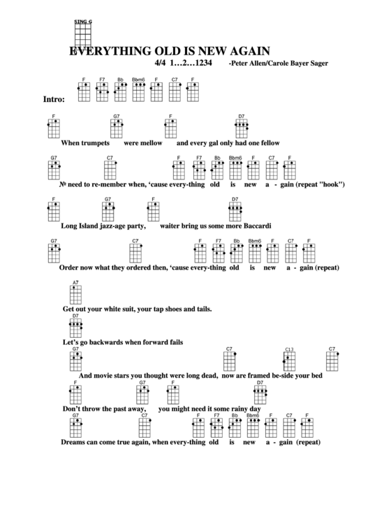 Everything Old Is New Again-Peter Allen/carole Bayer Sager Chord Chart Printable pdf