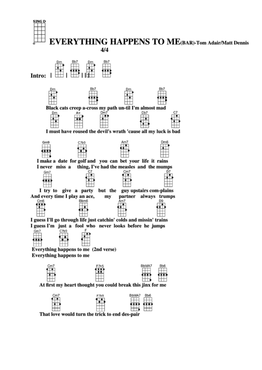 Everything Happens To Me (Bar) - Tom Adair/matt Dennis Chord Chart Printable pdf