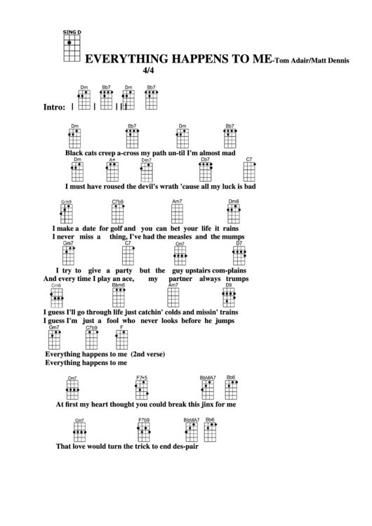 Everything Happens To Me - Tom Adair/matt Dennis Chord Chart Printable pdf