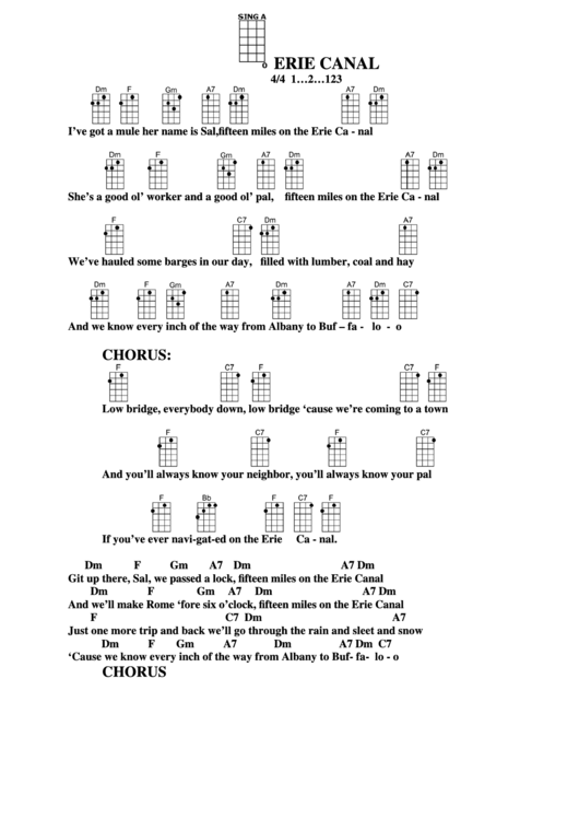 Erie Canal Chord Chart printable pdf download