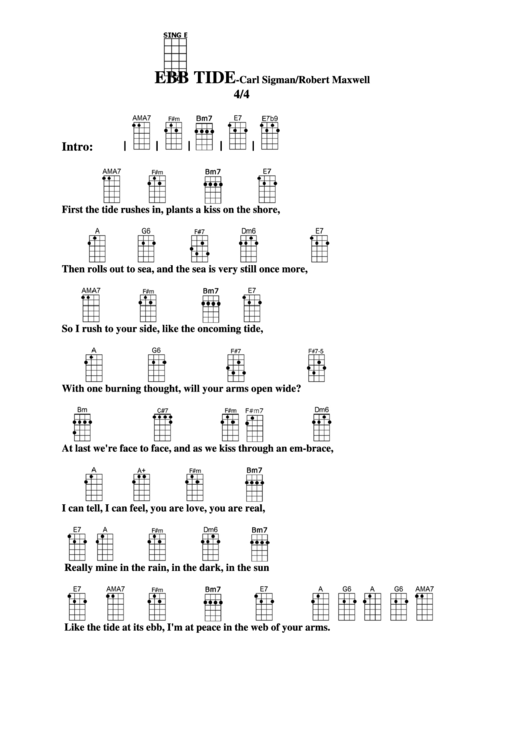 Ebb Tide - Carl Sigman/robert Maxwell Chord Chart Printable pdf