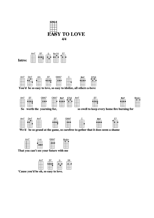 Easy To Love Chord Chart Printable pdf