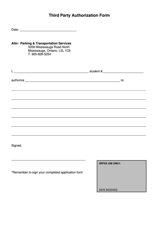 Third Party Authorization Form Sample Printable Pdf Download 4188