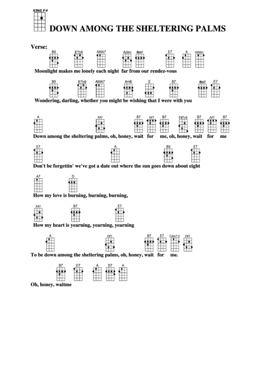 Down Among The Sheltering Palms-A Chord Chart Printable pdf