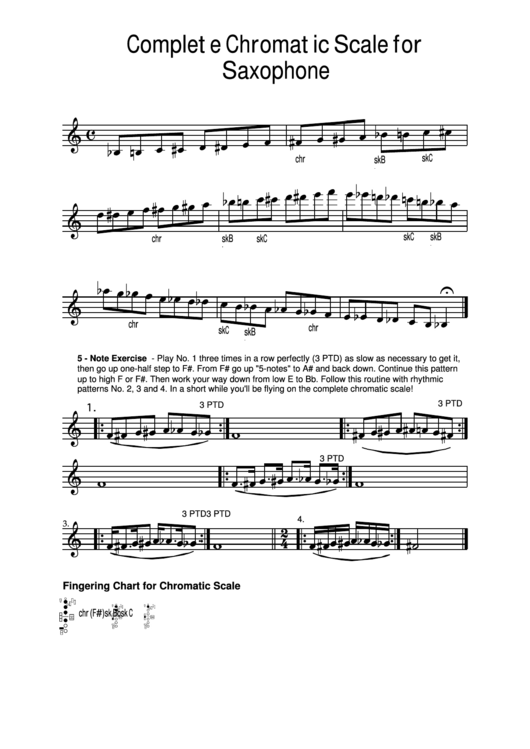 Chromatic Scale Saxophone Printable pdf